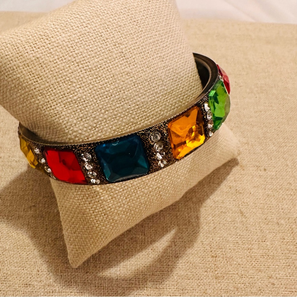 Chamak By Priya | Bracelet | Multicolored Faceted Stones with Crystals - Picture 6 of 6